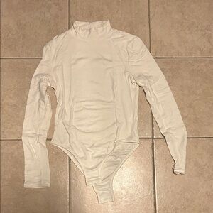 White Long Sleeve Turtleneck One Piece